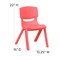 Flash Furniture Red Plastic Stackable School Chair with 12" Seat Height, PK2 2-YU-YCX-001-RED-GG - alternate 10
